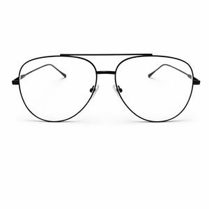 Quay Unisex Black Aviator Style Eyeglasses Thin Metal Frame